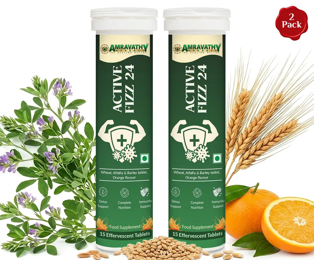 Active Fizz 24 Effervescent Tablets, Alkaline Detox & Immunity Booster, Orange Flavour, Digestive & Metabolism Support
