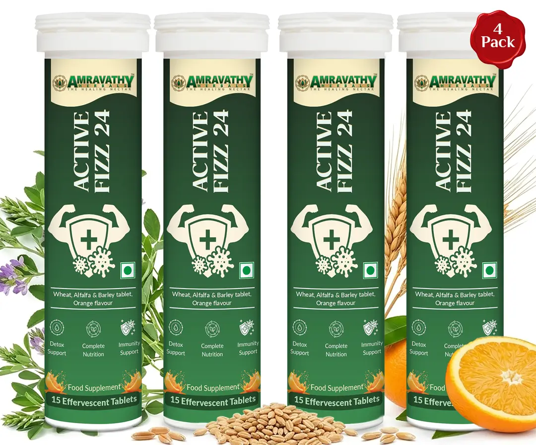 Active Fizz 24 Effervescent Tablets, Alkaline Detox & Immunity Booster, Orange Flavour, Digestive & Metabolism Support